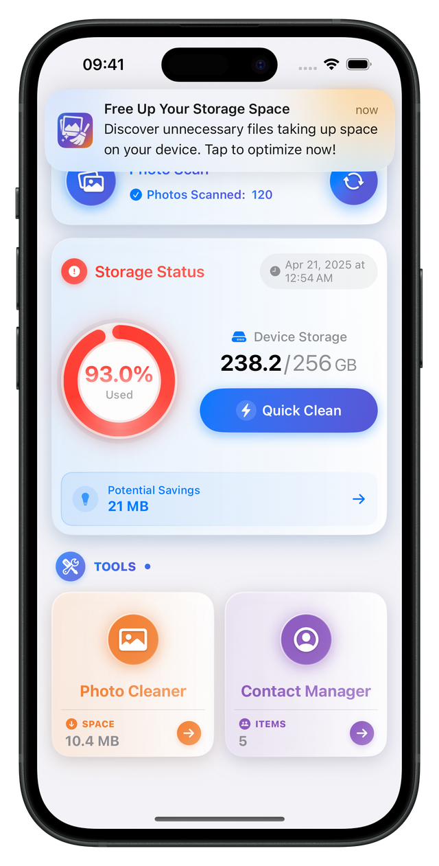 PhotoCleaner App on iPhone